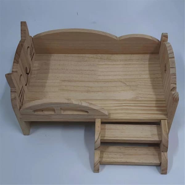 Leksäng i trä för dockor Universal Träsäng Trädocka DIY Mini Leksäng för Dockor Barn D