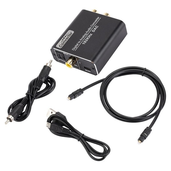 Digital To Analog Audio Converter 192khz Dac, Optical&coaxial To Analog Stereo L/r Rca +3.2ft Optic