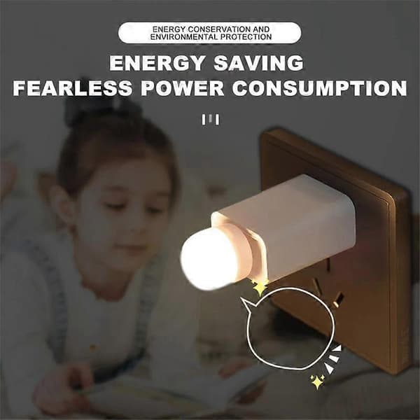 2-pakning USB Nattlys Mini LED Nattlys USB Plugglampe Powerbank Lading USB Boklamper Små Runde Leselys Øyebeskyttelseslamper Warm Light