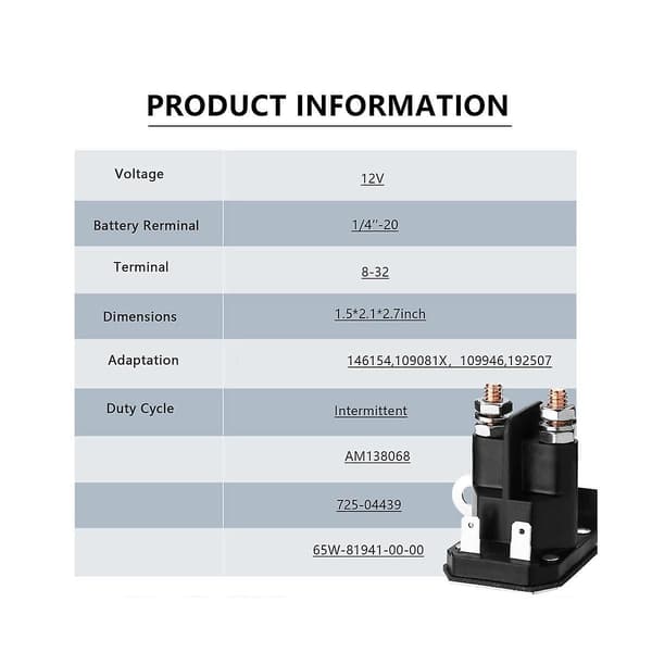 Solenoid för Am138068 725-04439 Ridande Gräsmatta Traktor 725-04439a 862-1211-211-16