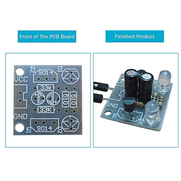 4-osainen set 5 mm LED-salama tee-se-itse-sarja Elektroninen aloitussarja PCB-piirihitsaustaitojen oppimisharjoitussarja