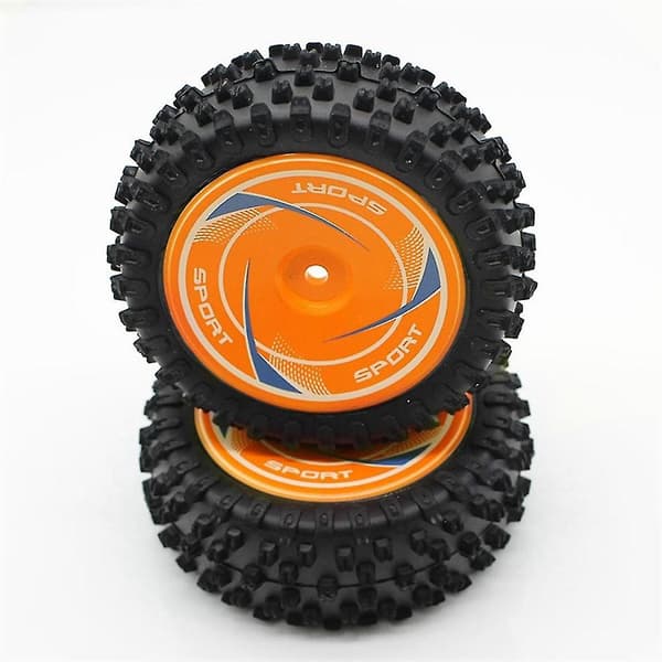 2 st För 124010 1/12 Rc Fjärrkontroll Bil Reservdelar Däckset Drift Däck, bakhjul, orange