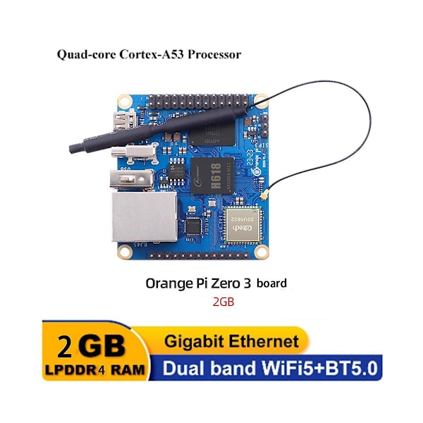 For Zero 3 2GB RAM Enkeltkortdatamaskin H618 Chip Wifi-BT5.0 LPDDR4 Gigabit Zero3 Utviklingskort