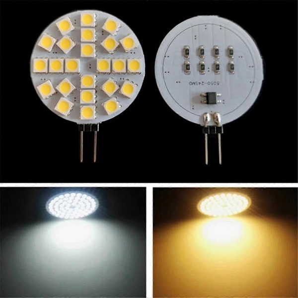 10 st 4.8W G4 Sockel 5050 SMD Mini LED-lampa på DC 12V Ersätter Halogen Bi-Pin Lampa LED-lampa Varmvita Ljus