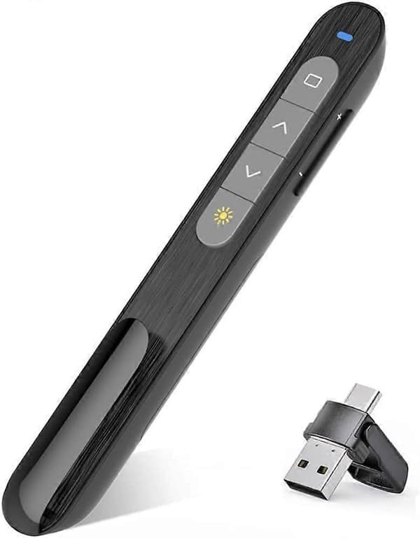 2-in-1 USB/Type C langaton esityksenohjain PowerPoint Hyperlink -kaukosäädin