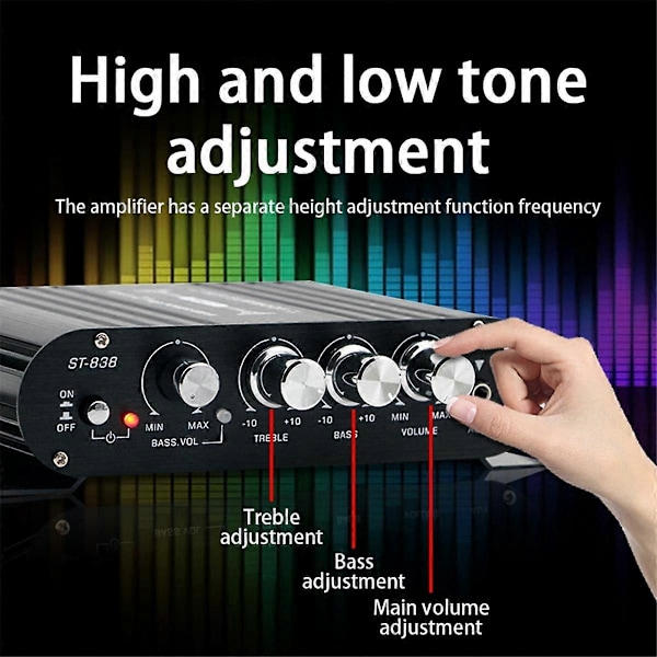 Sort Bil Bluetooth Forstærker HiFi Hjemme Audio Multi-Funktions Højttaler Professionel Feber til Bil (Adapter Inkluderet) EU STIK