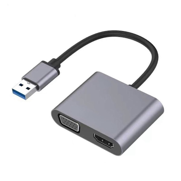 USB 3.0 til VGA HDMI-kompatibel Konverter 2 i 1 5Gbps Bærbar 1080P Video Adapter Kabel Computertilbehør
