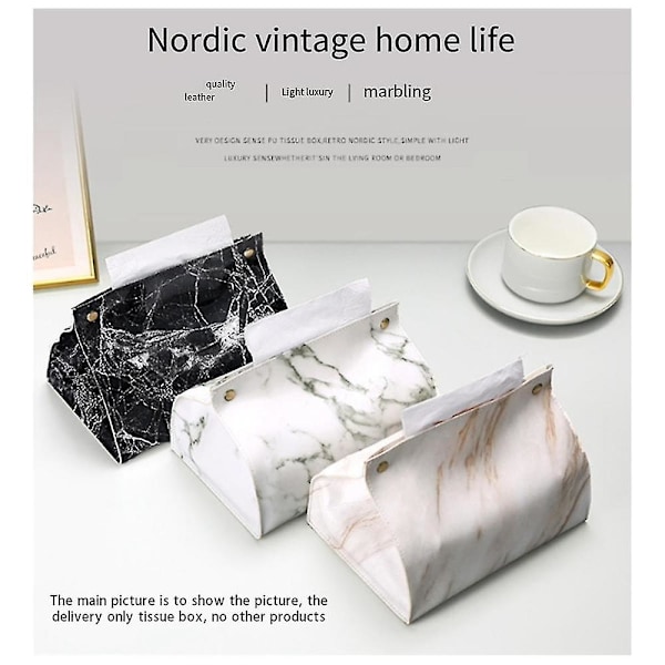 Pvc Läder Marmormönster Tissue Box Fodral, Behållare, Servetthållare, Papperspåse, Kosmetikbox, Förvaringsväska, A