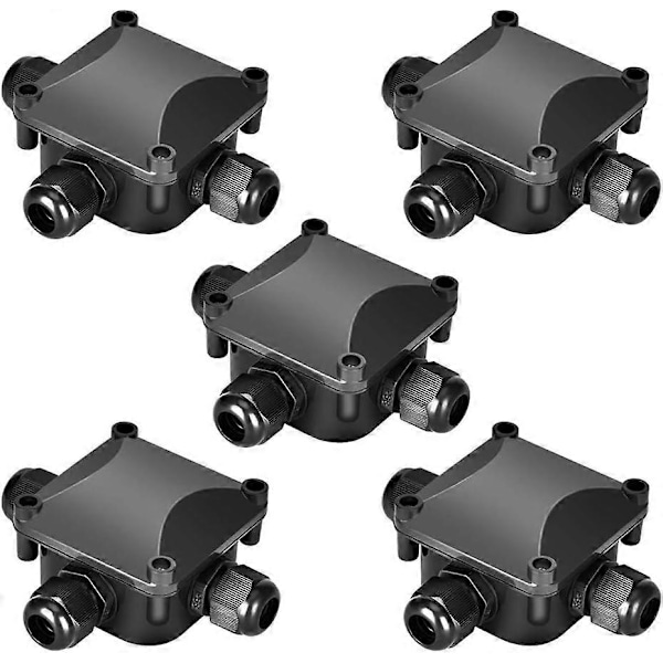 Set med 5 vattentäta kopplingsdosor IP68 230 V Svart