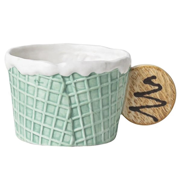 Water Cup Cute Ceramic Mug Office Afternoon Tea Coffee Cup Home Breakfast Milk Cup,green,round Han