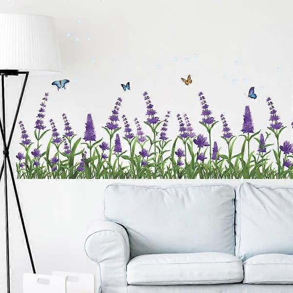 Väggdekaler Lavendelblommor Hörn Sockel Väggdekal