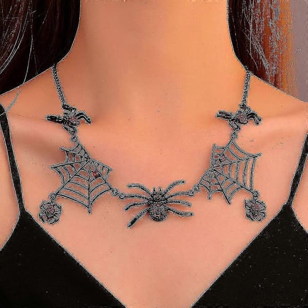 1 stk. Halloween Tarantel Krystal diamant Edderkoppespind Halskæde