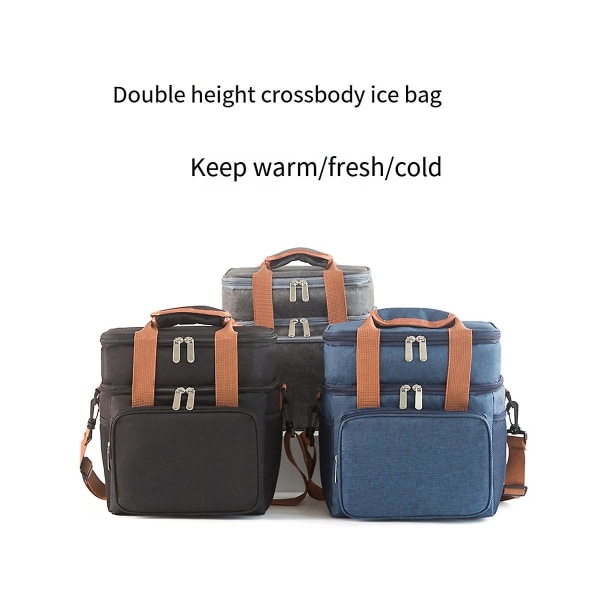 Crossbody lounaslaukku kaksikerroksinen käsilaukku thermal lounaskassi kannettava ulkokäyttöön