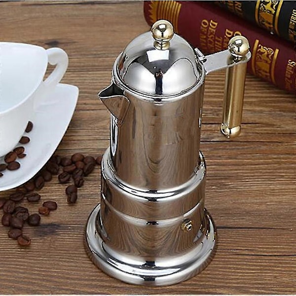 Paksuuntunut italialainen espressokeitin ruostumattomasta teräksestä, mokkapannu liesitasolle tai induktiolle kotikäyttöön - XinHan