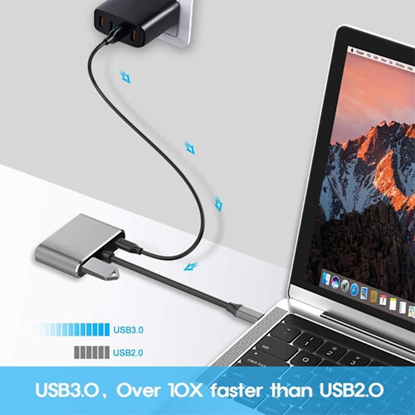 4-i-1 Type-C Hub 4K VGA 1080P Dubbelskärmsdisplay PD USB 3.0 USB-C Dockningsstation