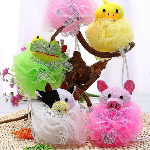 Badesvamp Dyreform Svamp Badeball Mesh Pouf Eksfolierende For Kvinner Barn, 5 Stykker