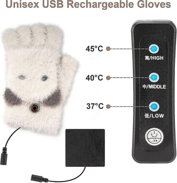 USB Opvarmede Handsker Kvinder Opvarmede Handsker Fingerløse Opvarmede Handsker Bløde Varme USB Handsker Bedste Vintergavevalg, Vaskbare