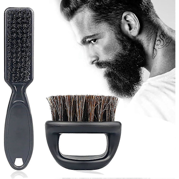 Skægbørste og nylonhårbørste, mustachebørste, professionelle frisørsalonværktøjer, barberingsværktøj, hårbørste, barberingskam til mænd, kam til ansigtsskæg Cl