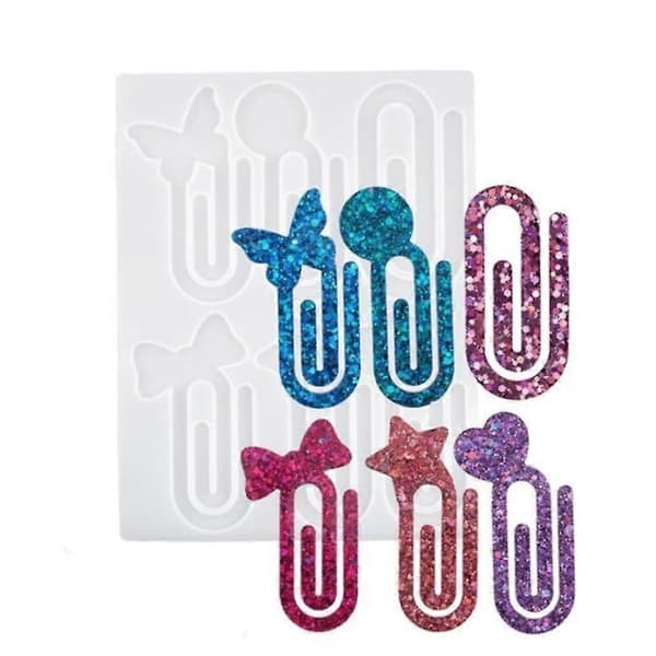 Jumbo Papirclips Resin Bogmærkeforme, 6-rums Epoxy Resin Bogmærkeforme