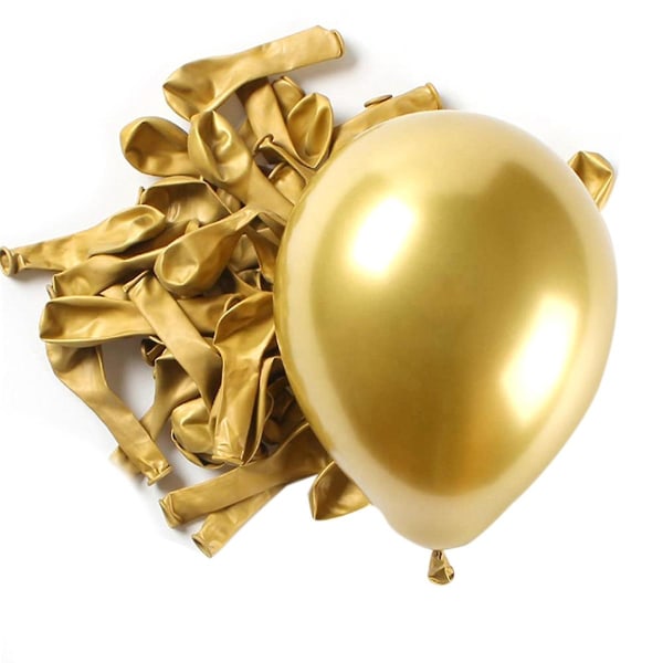100 stk gull metallisk krom lateks ballonger, 5 tommer runde helium ballonger for bryllupsavslutning Anni
