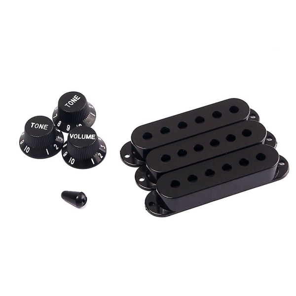 3 stk Holdbare Gitar Pickup Deksel Volum Tone Knapper Bryter Spiss Deler Sett, Svart