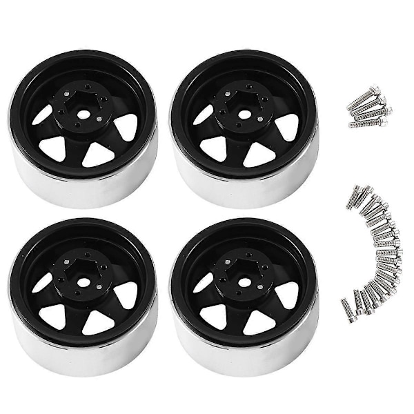4 kpl 1,9 tuuman metallinen Beadlock-vanne 1/10 RC Crawler Axial SCX10 II III TRX4 D90 -malleihin, musta