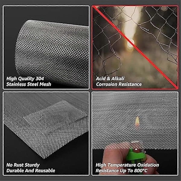 6 kpl 30x21cm metalliverkko, 20 Mesh ruostumaton teräsverkko, ruosteenkestävä metalliverkko DIY-projekteihin, tuuletusaukkoihin, suodatinverkkoon, puutarhaan