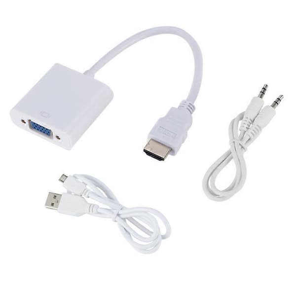 HDMI til VGA med lyd + strømforsyning HDMI til VGA HD adapterkabel, 2-pakning