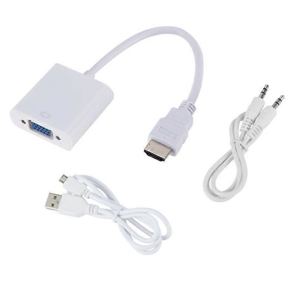 HDMI-VGA-sovitin äänentoistolla + virtalähde, 2 kpl