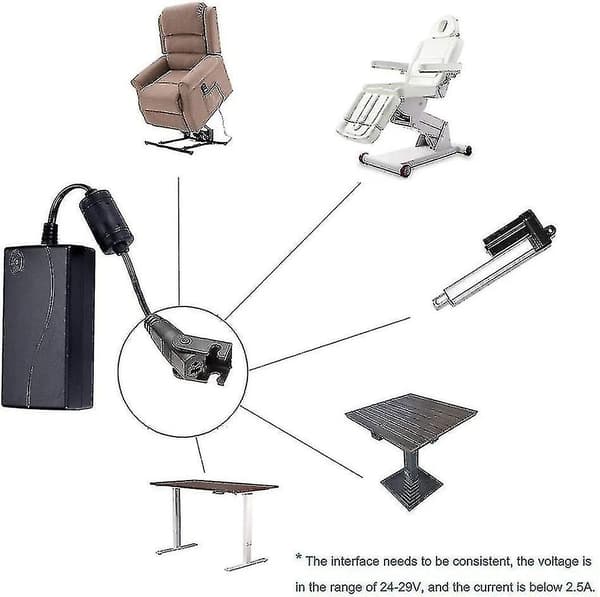 Recliner Strømadapter - Elektrisk Sofa Adapter AC/DC 29v/24v 2A, Elektrisk Sofa