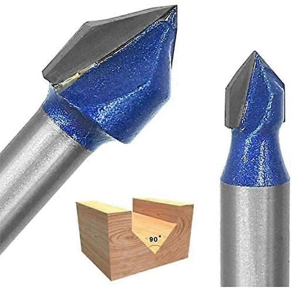 4 stk. 6,35 mm skaft V-not Solid Carbide Router Gravering 90 graders V-notfræser Træbearbejdningsværktøj