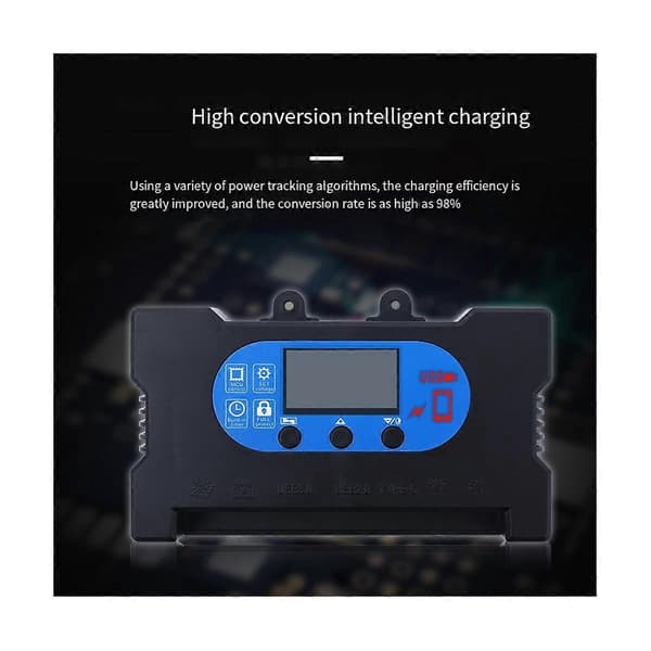 Solpanelregulator 100A Solspänningsregulator PWM Batteriladdare LCD-Display Dubbel USB Solcellsladdning