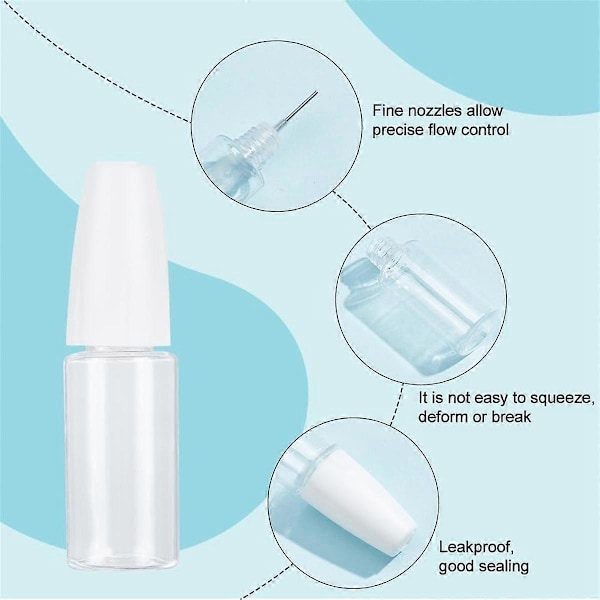 20 stk. præcisionsspids applikatorflasker, 10 ml/0,34 oz dispenseringsnålflaske PET tom limflaske