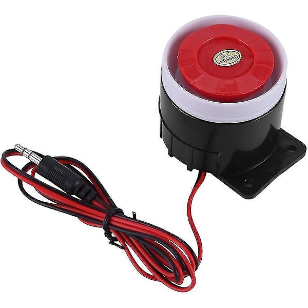 Mini Alarm Sirene Til Huset, Plast/metal, 110 Db, Sort/rød