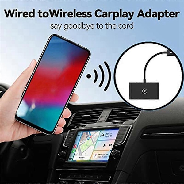 Langaton CarPlay langalliselle CarPlaylle, nopea ja helppo käyttö, sopii autoihin vuodesta 2015 ja IOS 10+ (musta)