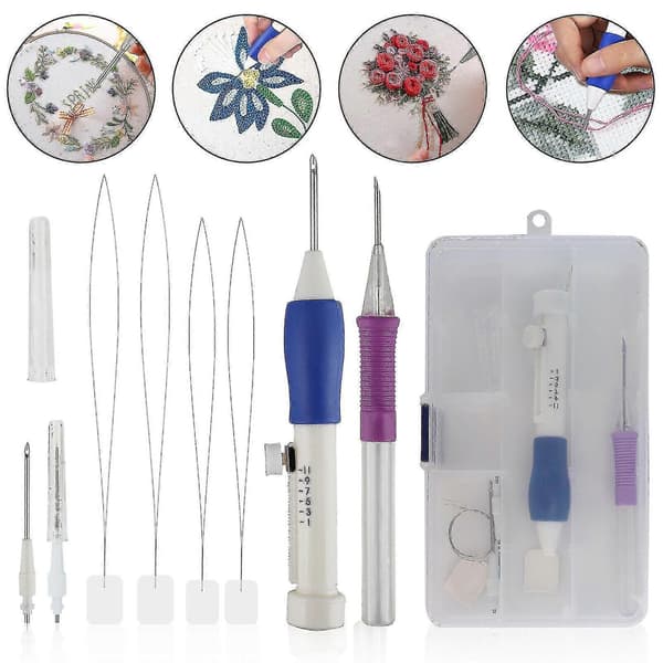 Punch Needle Broderi Set, broderipenna Punch Needle Kit Hantverksverktyg
