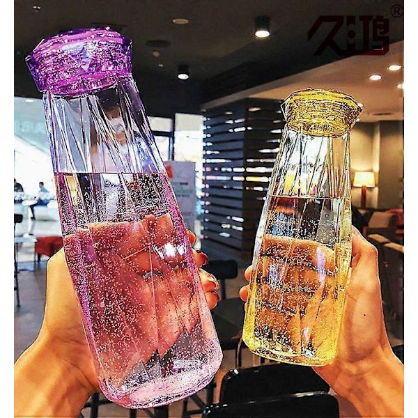 Luovasti suunniteltu timanttimäinen lasinen vesilasi, vihreä, 400 ml