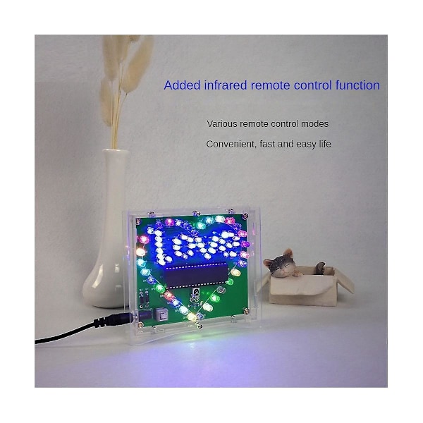 DIY Elektronisk Kit Farverige LED Blinkende Hjerte DIY Fjernbetjening Loddeprojekt Kit 's Gave W