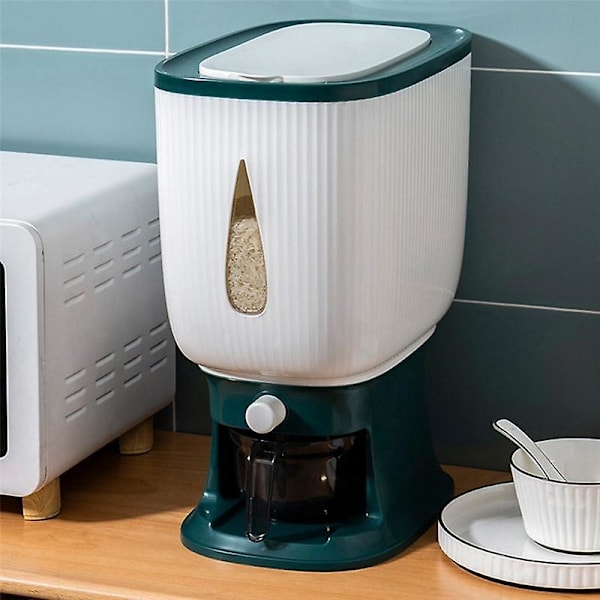 10 kg Automatisk Risdispenser med Sköljkruka Smart Risdispenser Risförvaring Risbehållare Hushåll