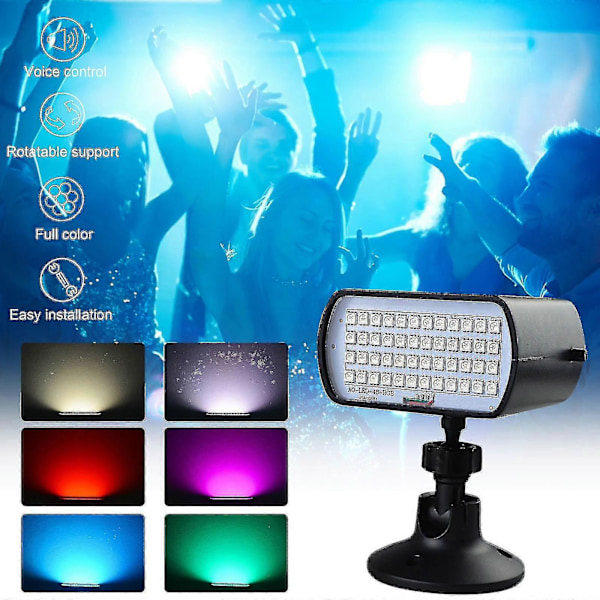 Mini LED Strobelys Lydaktivert Partylys 7 Farger DJ-belysning RGB Discolys Strobelykt 7 Farger Scene Par Lys