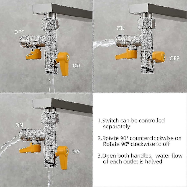 3-vejs ventil 1/2 T-forbindelse håndbruser og overheadbruser bruserarm 3-vejs messing aflederhane adapter høj kvalitet