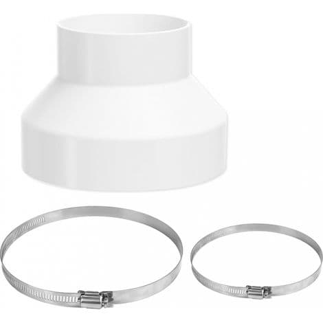 150 mm til 100 mm afløbsrørsadapter, rund røradapter med 2 rustfri stålklemmer, rørfitting til ventilationssystem, ventilationskanal