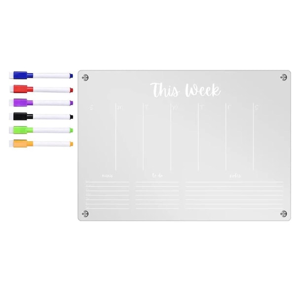 Planner Weekly Clear Magnetic Calendar Board Veckoplan Anteckningsblock Magnetic Refrigerator Sticker, L-w
