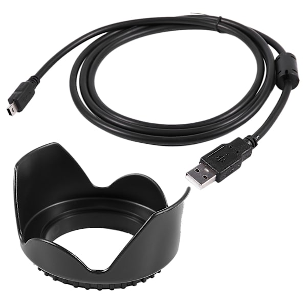 Kamera USB Datakabel Ledning Med 52mm Blomstrende Linseblænde Til D5200 D5100 D3200 Kit F3.5-5.6