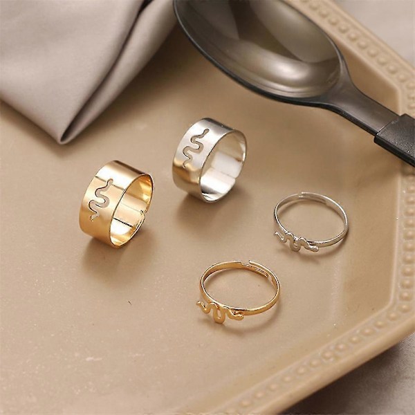 Modelegering Par Matchande Dinosaurie Ring Män Kvinnor Silver Ring Smycken Gåva