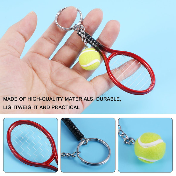 6 kpl Mini Tennis Racket Ball Avaimenperä Riipus Laukku Tarvikkeet Laukulle Urheilu Mainosfaneille Souv