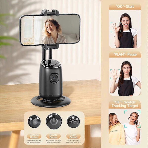 P05 AI Följ Gimbal 360 Rotation Ansiktsspårning Stabilisator Filmning Portabelt Skrivbord Mobiltelefonhållare