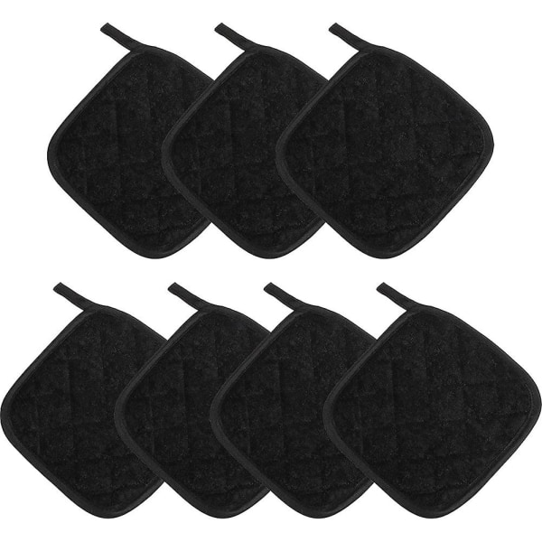 7 delar svarta bomullsgrythållare för köksugnsvantar, maskintvättbar och värmebeständig Hot P