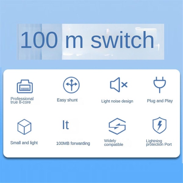 Nätverksbrytare Mini 8-ports Ethernet-brytare 100 Mbps Högpresterande Smart Switcher RJ45 Hub Interne