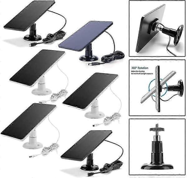 Solpanel til udendørs overvågningskamera, 4W solpanel kompatibelt med Blink Outdoor